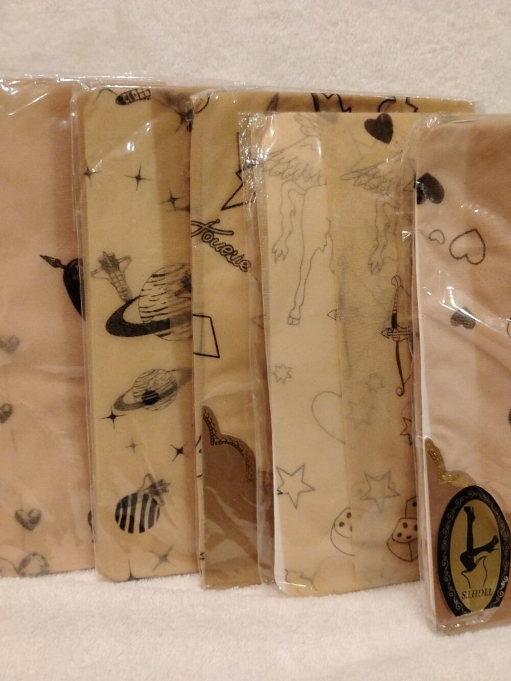 6pc Brand New Sealed Lot - Asian Inspired Novelty Patterned Tights - Kawaii